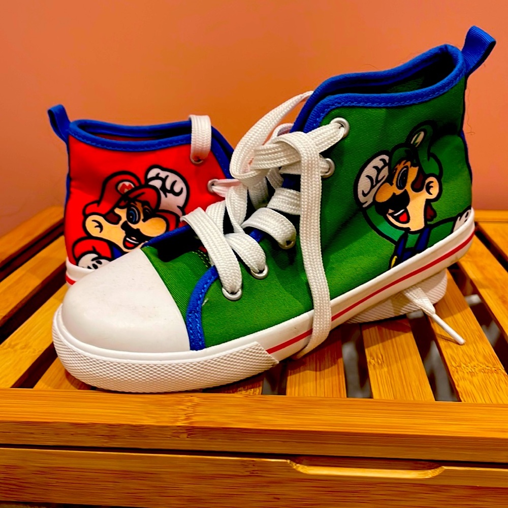 Mario and Luigi high top sneakers size 1.